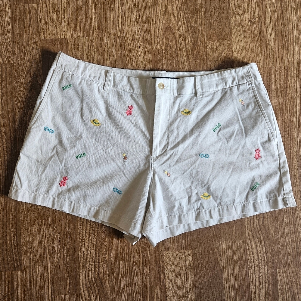 Polo by Ralph Lauren White Embroidered Women's Shorts Size 14
